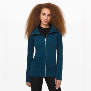 Lululemon Radiant Jacket Womens 6 Full Zip Cotton Fleece Teal Night Diver